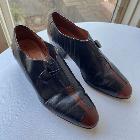 BeautiFeel Black & Brown Leather Block Heel Shoes Size 40 Comfort Style - Picture 8 of 9